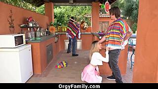 blindfolded stepdad watches orgy as i fuck my petite 18+ stepsis bent over and riding hard