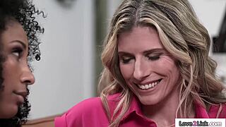 Busty milf stepmom spreads legs for ebony stepdaughter's tongue on shaved pussy 👅💦