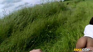 Rookie cop babe joins co-worker threesome with big black cocks in uniform fetish action