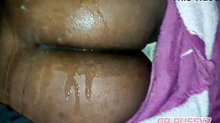 I leave my creamy ebony shaved pussy and big ass out for tenant to pay rent with creampie interracial