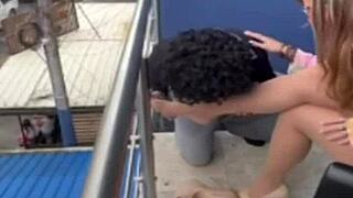 milf shows off sexy nylon piercings up close