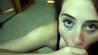 playful girl drops to knees sucking my throbbing cock until massive facial cumshot sprays