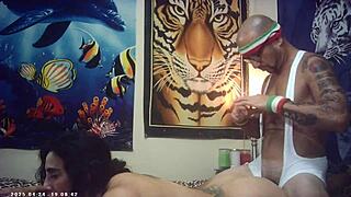 Skinny glasses model screams as italian machine pounds her shaved pussy!