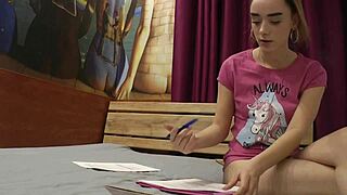 Hot Petite 18yo Alice Flashes Shaved Pussy And Ass In Tshirt