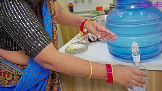 fan fucks strong housewife in saree cowgirl bed ride