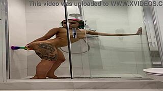 Pretty Teen Roxy Moans in Shower Masturbating Her Cute Naked Body with Toys