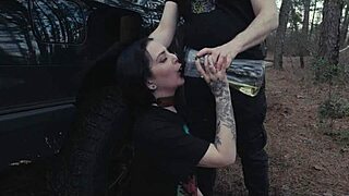 submissive cutie rims ass chokes gags on rough facefuck picnic