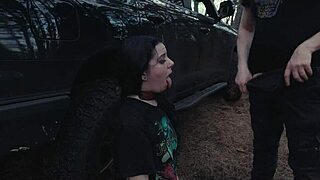 submissive cutie rims ass chokes gags on rough facefuck picnic