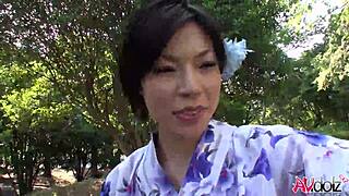 japanese big tits lady saki aoyama sucks cock outdoors kimono wet uncensored 😘