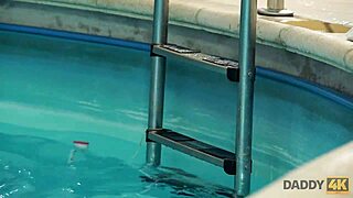 Victoria daniels swims in huge pool sucking daddy's mature cock