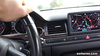 Whore picked up outdoors sucks shaved cock bareback doggystyle for cash