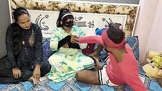 desi stepsisters call gigolo home double fuck pregnant pussies dirty hindi talk