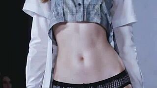 Ai girls strutting lingerie panties barefoot at fashion show!