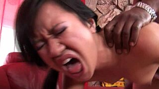 he strips her bends over fucks shaved pussy doggystyle deep