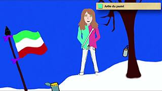 Art academy teen pees standing in home studio