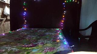 hot stepmom undresses in bed seducing with big natural tits