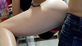 Clothed French Slut Black Satin Dress Doggystyle Blowjob POV