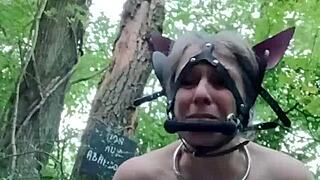 wanna see this french milf slave ponygirl bent over in forest for rough outdoor humiliation?