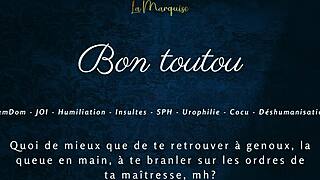 Bon toutou, jerk to my french femdom joi humiliation commands