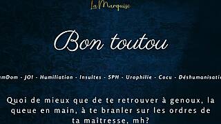Bon toutou, jerk to my french femdom joi humiliation commands