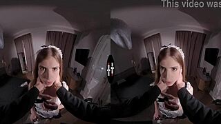 dark room vr mystery: shaved pussy babe cleans up throbbing cock pov