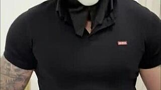 Creepy Halloween fuck bends her over bed for massive cumshot on huge ass