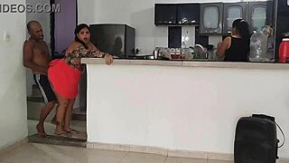Padrastro fucks hijastra secretly while twin sister watches clueless 😈 homemade taboo