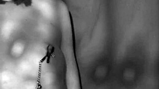 Sexy big ass milf masturbates with dildo in black white cinema fetish!