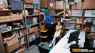 Petite Russian Teen Thief Gets Humiliated by Officer in Office Blowjob
