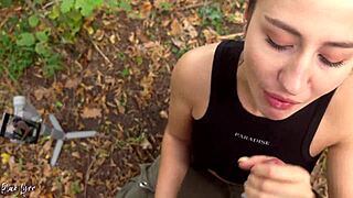 black lynn the hiking vlogger stumbles on cock to suck deep in forest