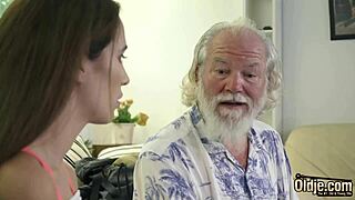 old man rams cock deep in beautiful teen's wet pussy