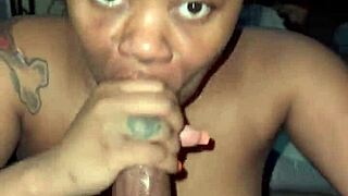 nasty ebony slut eats creampie cum bareback doggystyle pov