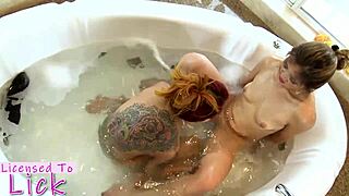 Kimberly chi and nyomi star share steamy lesbian licks in bathtub