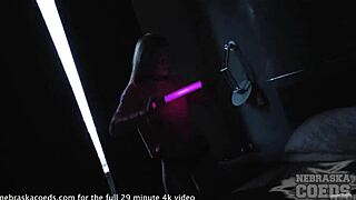 i stuff panties and glowsticks in my gaping pussy on sofa jesse empera extreme solo