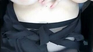 horny stepmom flashes moving car