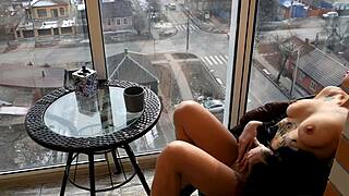 morning coffee turns into city-view cunnilingus cumswap breakfast! ☕💦