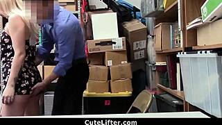 Hey burglar, wanna punish this hot blonde teen's small tits in the garage?