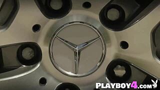 The huge-titted Latina MILF and friends soap up car in lingerie, stripping clothes off seductively.