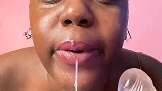 Connecticut ebony rapper plays pretty pussy with toys solo