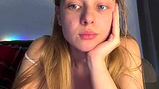 blonde teen 18+ webcam fingers wet pussy while playing natural big tits closeup