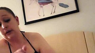 Watch my slutty wife gag on cock testing her deepthroat skills with big tits bouncing