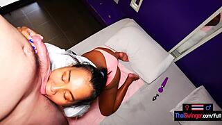 asian teen tuk takes big white cock deep in ass