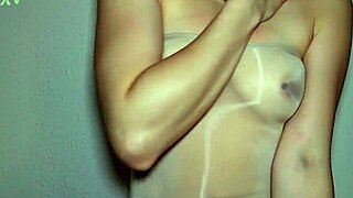 big boobs japanese milf in pantyhose takes huge cum blast on hairy mature pussy