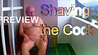 close-up outdoor shave job on huge cock with natural tits and big ass tease