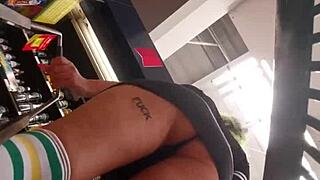 big ass latina shakes culona booty in supermarket