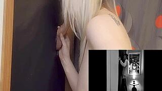 whoa, sucking that monster cock at gloryhole deep!