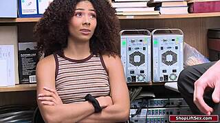 Petite ebony shoplifter caught and pounded hard