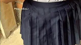 damn my hot neighbor lost bet wears japanese school uniform we fuck while boyfriend works!