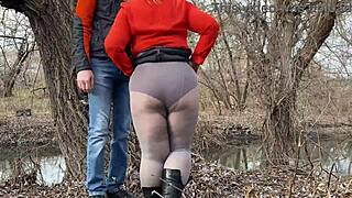 stepmom in law's wet pussy groped outdoors by horny son