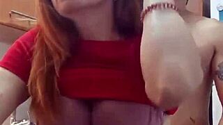 mature milf bent over kitchen counter takes juicy anal creampie